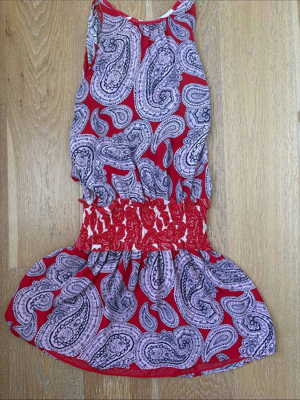 Ramy Brook Size Small Red Paisley Smocked Waist Sundress
